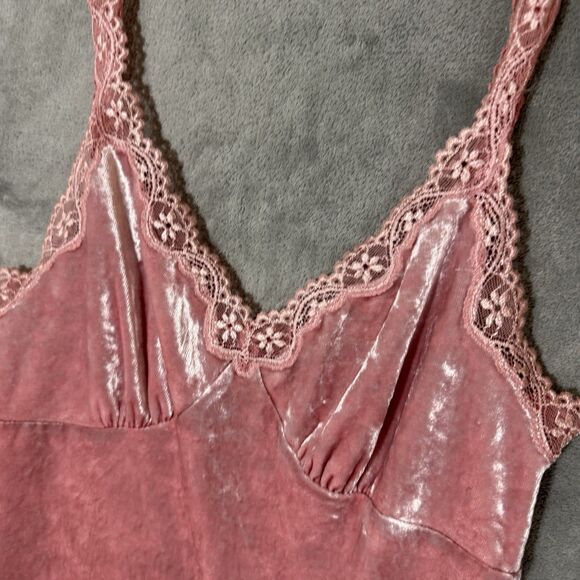 VTG Y2K Express Babydoll Tank Top Small Velvet/Lace Trim Coquette Boho Fairy 90s - Picture 2 of 10